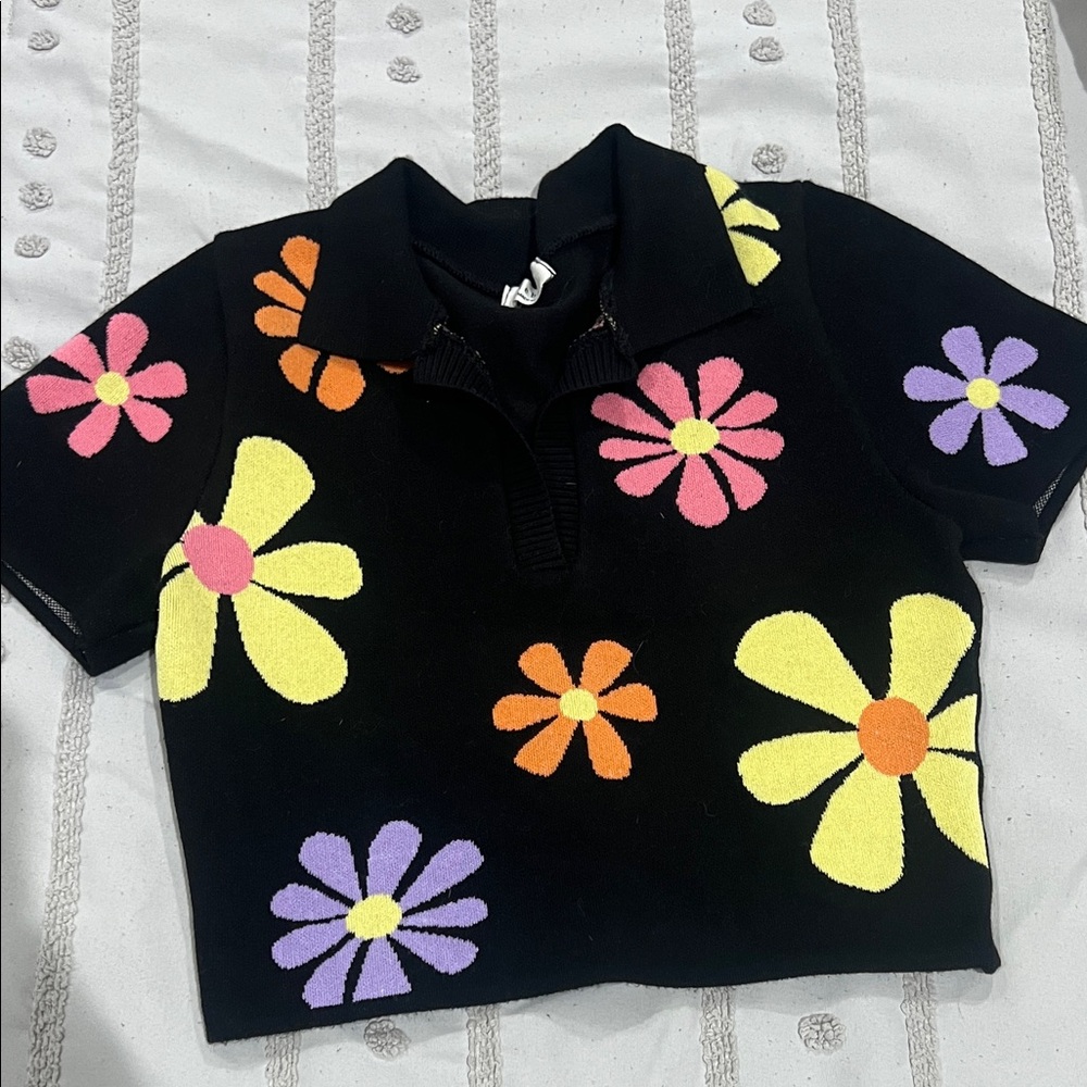Black with Colorful Floral Design